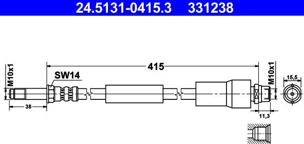 ATE 24.5131-0415.3 - Flexible de frein cwaw.fr