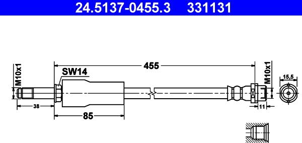 ATE 24.5137-0455.3 - Flexible de frein cwaw.fr