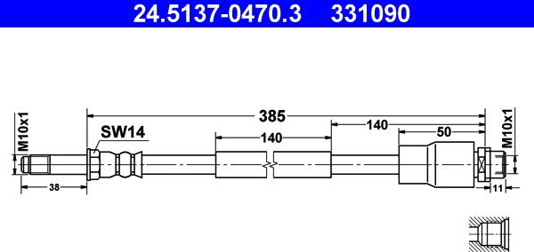 ATE 24.5137-0470.3 - Flexible de frein cwaw.fr