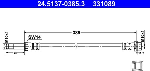 ATE 24.5137-0385.3 - Flexible de frein cwaw.fr