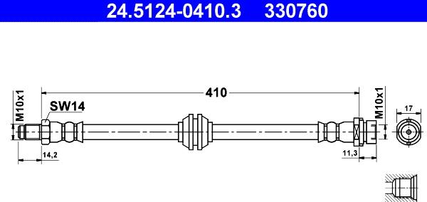 ATE 24.5124-0410.3 - Flexible de frein cwaw.fr