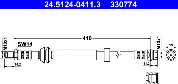 ATE 24.5124-0411.3 - Flexible de frein cwaw.fr