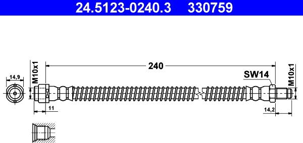 ATE 24.5123-0240.3 - Flexible de frein cwaw.fr