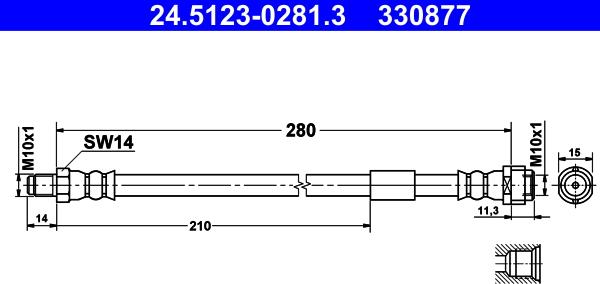 ATE 24.5123-0281.3 - Flexible de frein cwaw.fr