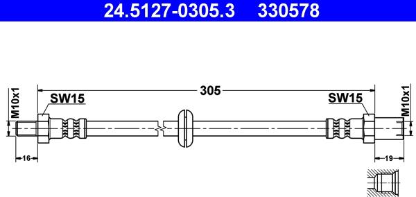 ATE 24.5127-0305.3 - Flexible de frein cwaw.fr