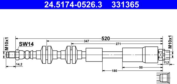 ATE 24.5174-0526.3 - Flexible de frein cwaw.fr