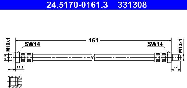 ATE 24.5170-0161.3 - Flexible de frein cwaw.fr