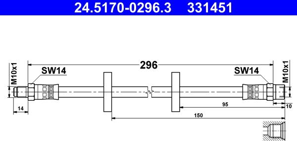 ATE 24.5170-0296.3 - Flexible de frein cwaw.fr