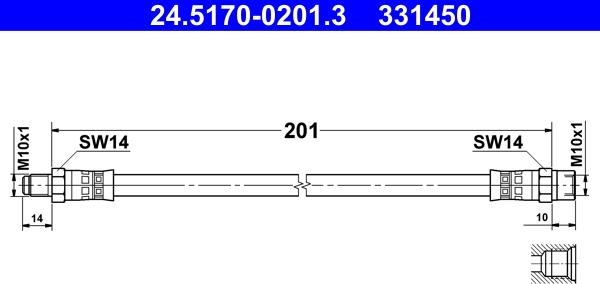 ATE 24.5170-0201.3 - Flexible de frein cwaw.fr