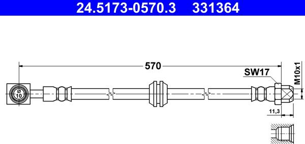 ATE 24.5173-0570.3 - Flexible de frein cwaw.fr