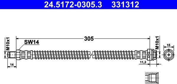 ATE 24.5172-0305.3 - Flexible de frein cwaw.fr