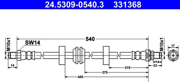 ATE 24.5309-0540.3 - Flexible de frein cwaw.fr