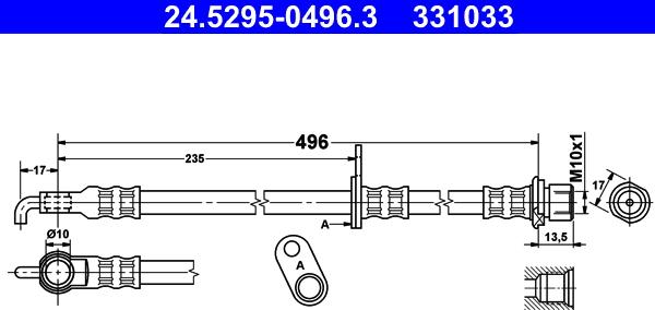 ATE 24.5295-0496.3 - Flexible de frein cwaw.fr