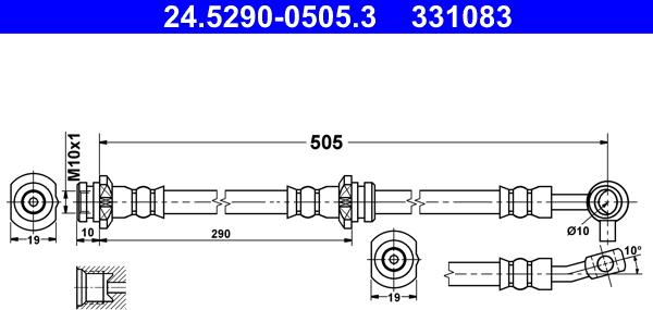 ATE 24.5290-0505.3 - Flexible de frein cwaw.fr