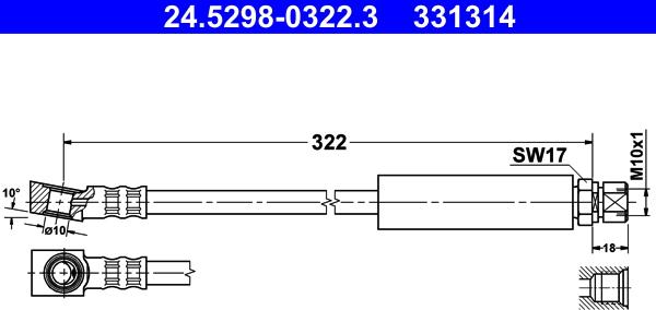 ATE 24.5298-0322.3 - Flexible de frein cwaw.fr