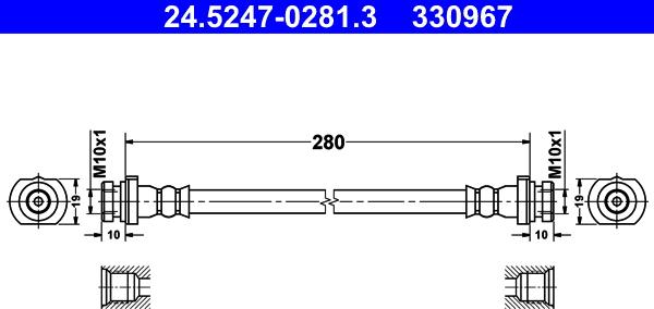 ATE 24.5247-0281.3 - Flexible de frein cwaw.fr