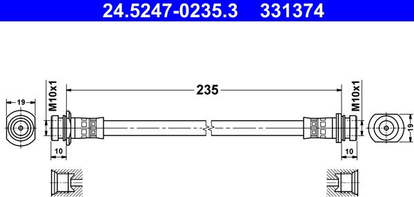 ATE 24.5247-0235.3 - Flexible de frein cwaw.fr