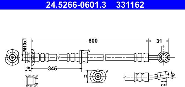 ATE 24.5266-0601.3 - Flexible de frein cwaw.fr