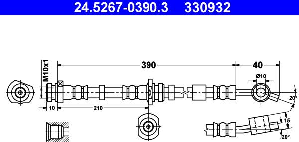 ATE 24.5267-0390.3 - Flexible de frein cwaw.fr