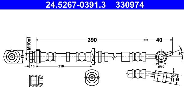 ATE 24.5267-0391.3 - Flexible de frein cwaw.fr