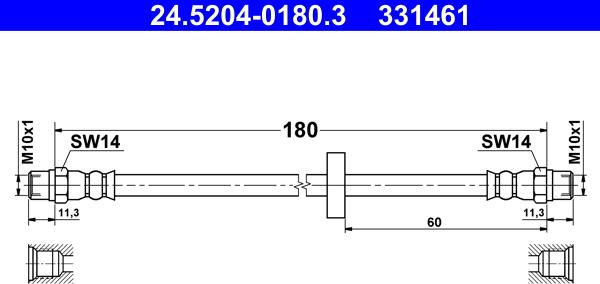 ATE 24.5204-0180.3 - Flexible de frein cwaw.fr