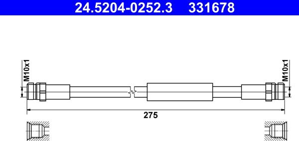 ATE 24.5204-0252.3 - Flexible de frein cwaw.fr