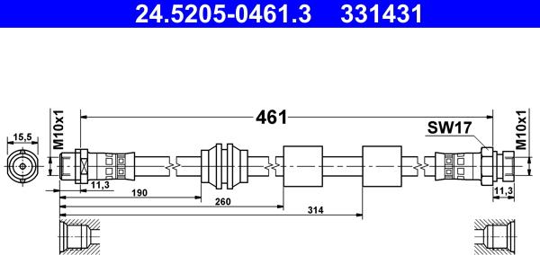 ATE 24.5205-0461.3 - Flexible de frein cwaw.fr