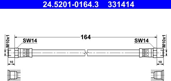 ATE 24.5201-0164.3 - Flexible de frein cwaw.fr