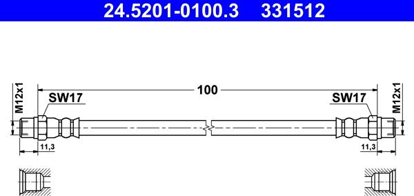 ATE 24.5201-0100.3 - Flexible de frein cwaw.fr