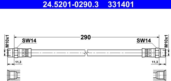 ATE 24.5201-0290.3 - Flexible de frein cwaw.fr