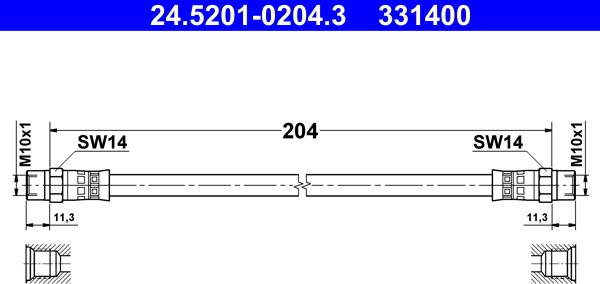 ATE 24.5201-0204.3 - Flexible de frein cwaw.fr