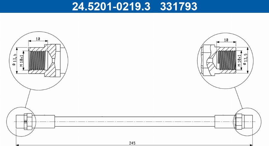 ATE 24.5201-0219.3 - Flexible de frein cwaw.fr