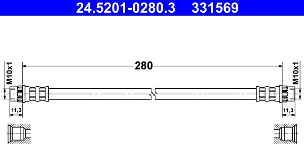 ATE 24.5201-0280.3 - Flexible de frein cwaw.fr