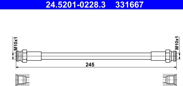 ATE 24.5201-0228.3 - Flexible de frein cwaw.fr