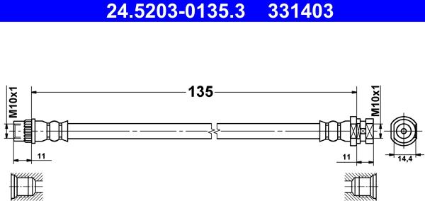 ATE 24.5203-0135.3 - Flexible de frein cwaw.fr