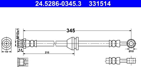 ATE 24.5286-0345.3 - Flexible de frein cwaw.fr