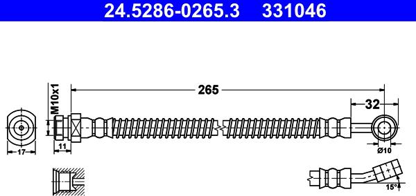 ATE 24.5286-0265.3 - Flexible de frein cwaw.fr