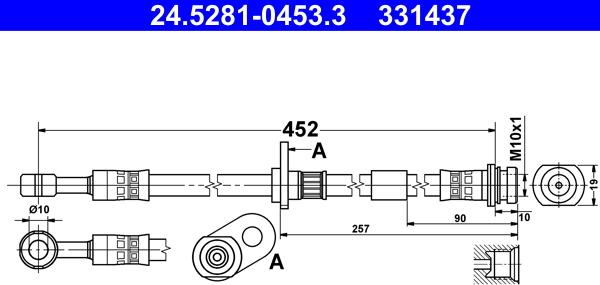 ATE 24.5281-0453.3 - Flexible de frein cwaw.fr