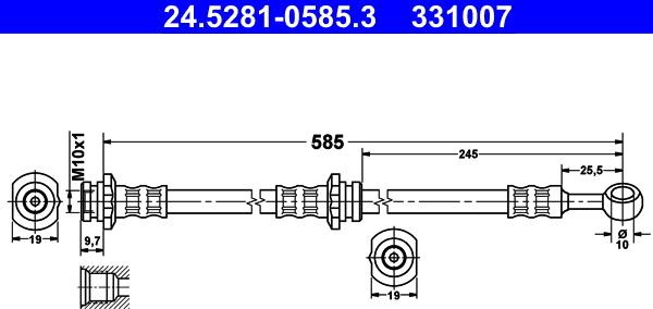 ATE 24.5281-0585.3 - Flexible de frein cwaw.fr