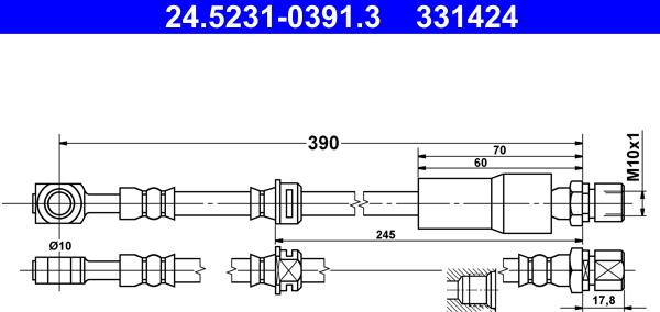 ATE 24.5231-0391.3 - Flexible de frein cwaw.fr