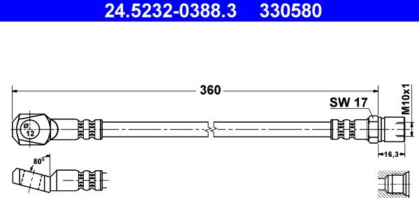 ATE 24.5232-0388.3 - Flexible de frein cwaw.fr