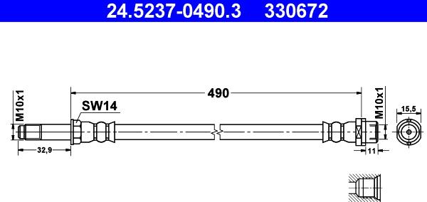 ATE 24.5237-0490.3 - Flexible de frein cwaw.fr