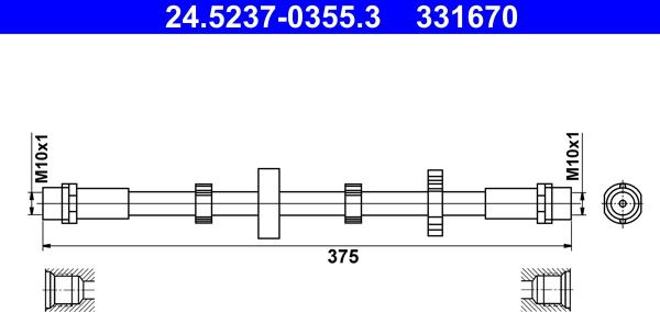 ATE 24.5237-0355.3 - Flexible de frein cwaw.fr