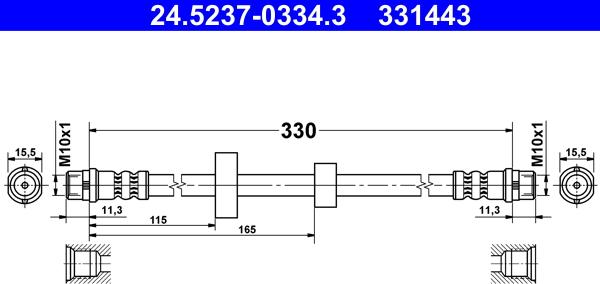 ATE 24.5237-0334.3 - Flexible de frein cwaw.fr