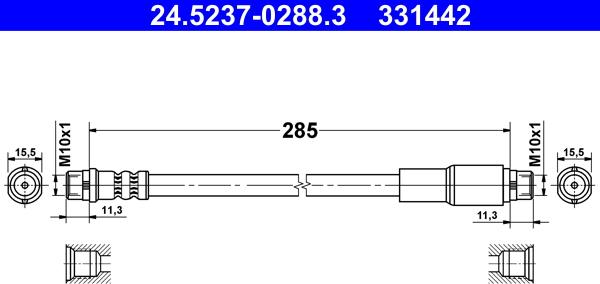 ATE 24.5237-0288.3 - Flexible de frein cwaw.fr