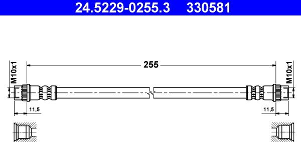 ATE 24.5229-0255.3 - Flexible de frein cwaw.fr