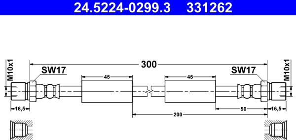 ATE 24.5224-0299.3 - Flexible de frein cwaw.fr