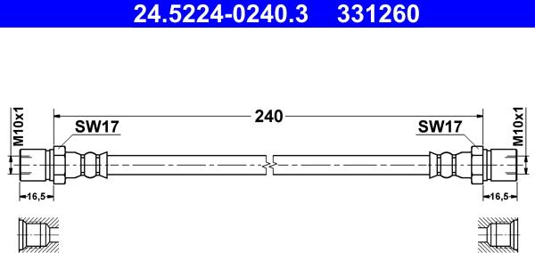 ATE 24.5224-0240.3 - Flexible de frein cwaw.fr