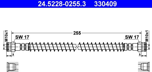 ATE 24.5228-0255.3 - Flexible de frein cwaw.fr