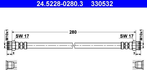 ATE 24.5228-0280.3 - Flexible de frein cwaw.fr